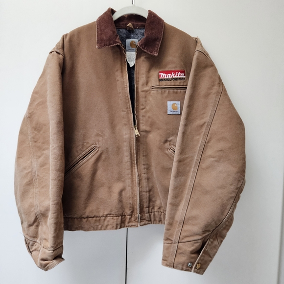 Vintage 2001 Carhartt Makita Collab Detroit Jacket J01 BRN Blanket Lined 48/XL